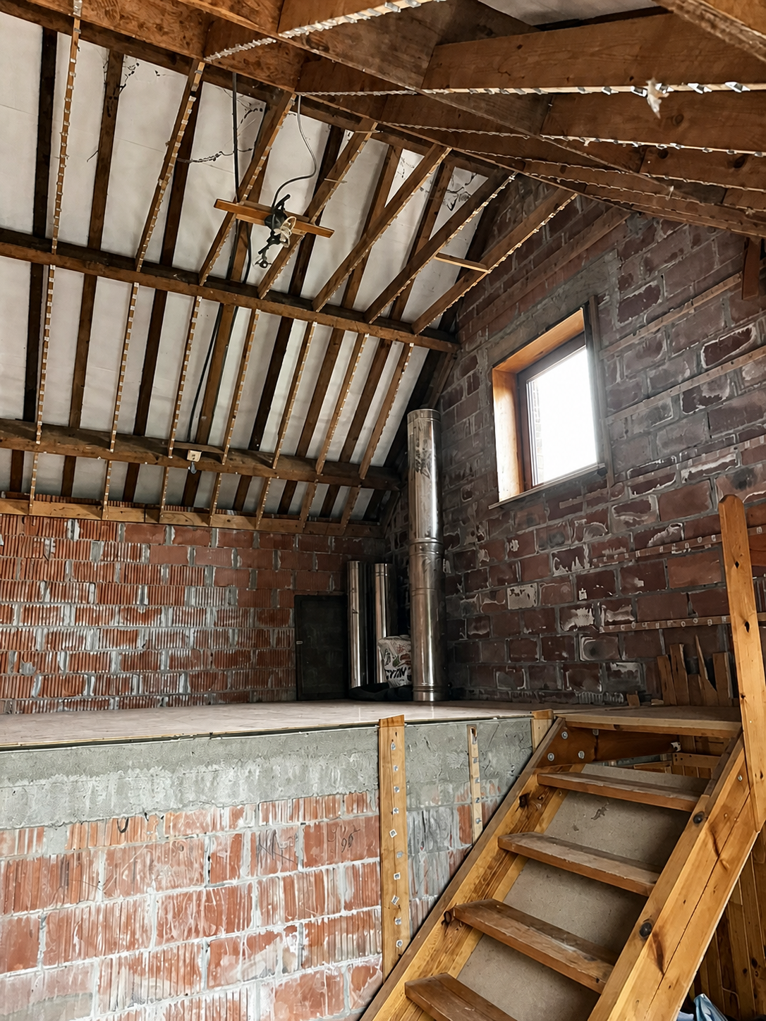 Zolderruimte voor de renovatie